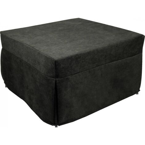Talamo Italia Puof in ein Einzelbett umwandelbar, Made in Italy, Klappbett, Pouf mit abnehmbarem, platzsparendem Stoff für das Wohnzimmer, cm 78x78 / 195h45, Grau