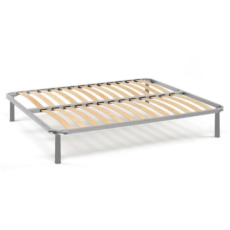 Talamo Italia Quadratische und eine halbe Bettbasis Ambrosia, Orthopädische Basis aus Birkensperrholz mit 13 Latten, 100% Made in Italy, Cm 120x190h34