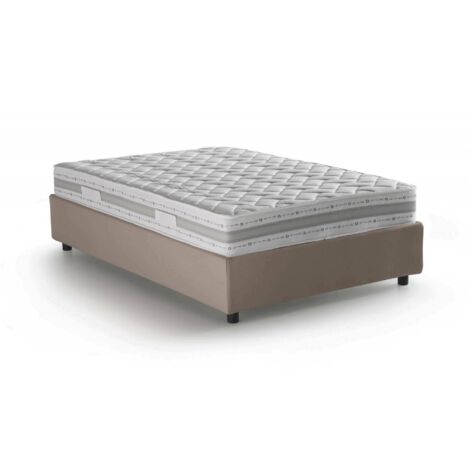 Talamo Italia Quadratisches und halbes Bett Chiara, Containerbett mit Stoffbespannung, 100% Made in Italy, Frontöffnung, inklusive Matratze Cm 120x190, Turteltaube