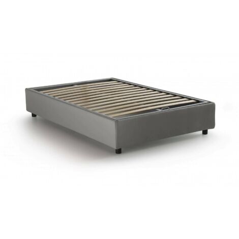 Talamo Italia Quadratisches und halbes Bett Nicole, Containerbett mit Stoffbespannung, 100% Made in Italy, Frontöffnung, passend für Matratze Cm 120x190, Grau