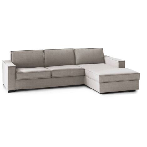 Talamo Italia Schlafsofa Adelia, Ecksofa, 100% Made in Italy, Sofa mit Drehöffnung, Rechte Containerhalbinsel, mit schmalen Armlehnen, Cm 260x95h90, Turteltaube