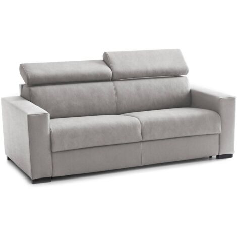 Talamo Italia Schlafsofa Aida, Großes 2-Sitzer-Sofa, 100% Made in Italy, Wohnzimmersofa mit drehbarer Öffnung, mit verstellbaren Kopfstützen und schlanken Armlehnen, Cm 180x95h85, Grau