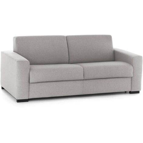 Talamo Italia Schlafsofa Alena, 2-Sitzer-Sofa, 100% Made in Italy, Wohnzimmersofa mit drehbarer Öffnung, aus gepolstertem Stoff, mit schmalen Armlehnen, Cm 160x95h90, Grau