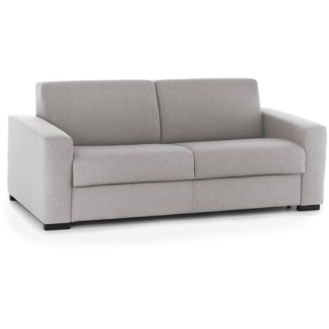 Talamo Italia Schlafsofa Alexis, Großes 2-Sitzer-Sofa, 100% Made in Italy, Wohnzimmersofa mit drehbarer Öffnung, aus gepolstertem Stoff, mit Standard-Armlehnen, Cm 200x95h90, Grau