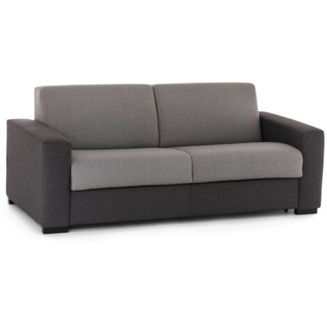 Talamo Italia Schlafsofa Alexis, Großes 2-Sitzer-Sofa, 100% Made in Italy, Wohnzimmersofa mit drehbarer Öffnung, aus gepolstertem Stoff, mit Standard-Armlehnen, Cm 200x95h90, Grau und Anthrazit