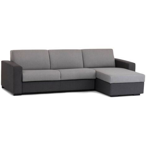 Talamo Italia Schlafsofa Alicya, Ecksofa, 100% Made in Italy, Sofa mit Drehöffnung, mit Wendebehälter Halbinsel, mit Standard-Armlehnen, Cm 280x95h90, Grau und Anthrazit