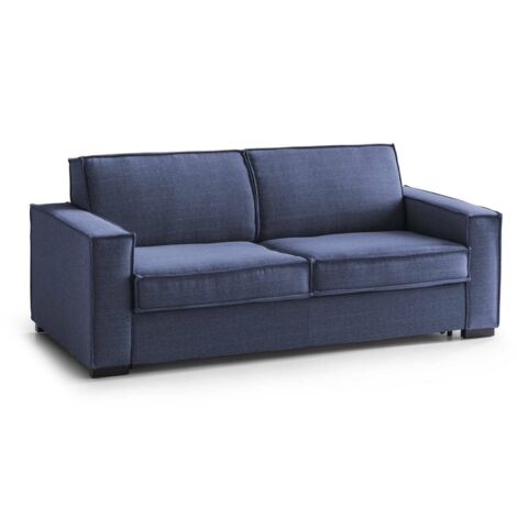 Talamo Italia Schlafsofa Samantha, 2-Sitzer-Sofa, 100% Made in Italy, Wohnzimmersofa mit drehbarer Öffnung, aus gepolstertem Stoff, mit schmalen Armlehnen, Cm 160x95h90, Grau