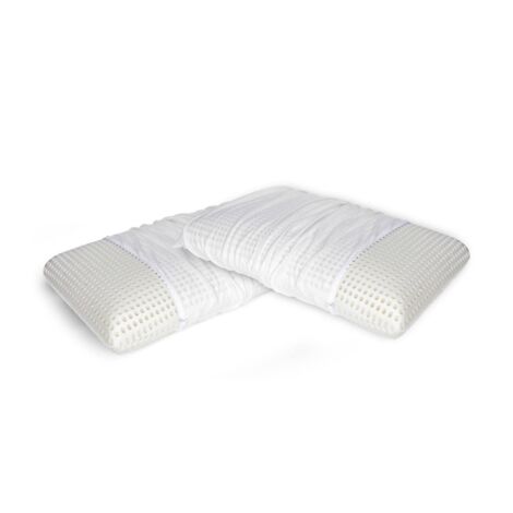 Talamo Italia - Set di 2 guanciali Basilico, Cuscino per letto, Poggiatesta imbottito, Cuscinetto per camera da letto, Made in Italy, 70x40 h16 cm, Bianco