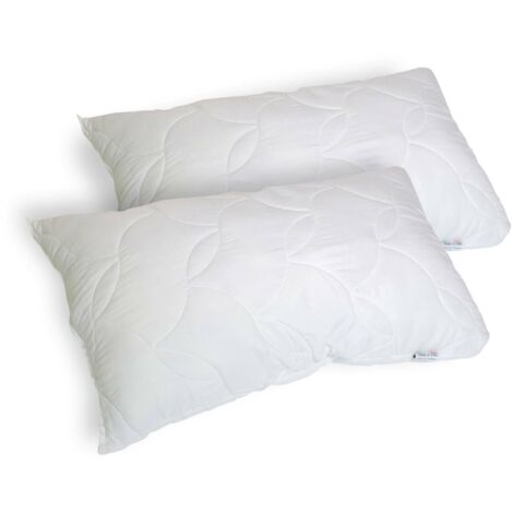 Talamo Italia - Set di 2 guanciali Salvia, Cuscino per letto, Poggiatesta imbottito, Cuscinetto per camera da letto, Made in Italy, 73x44 h14 cm, Bianco