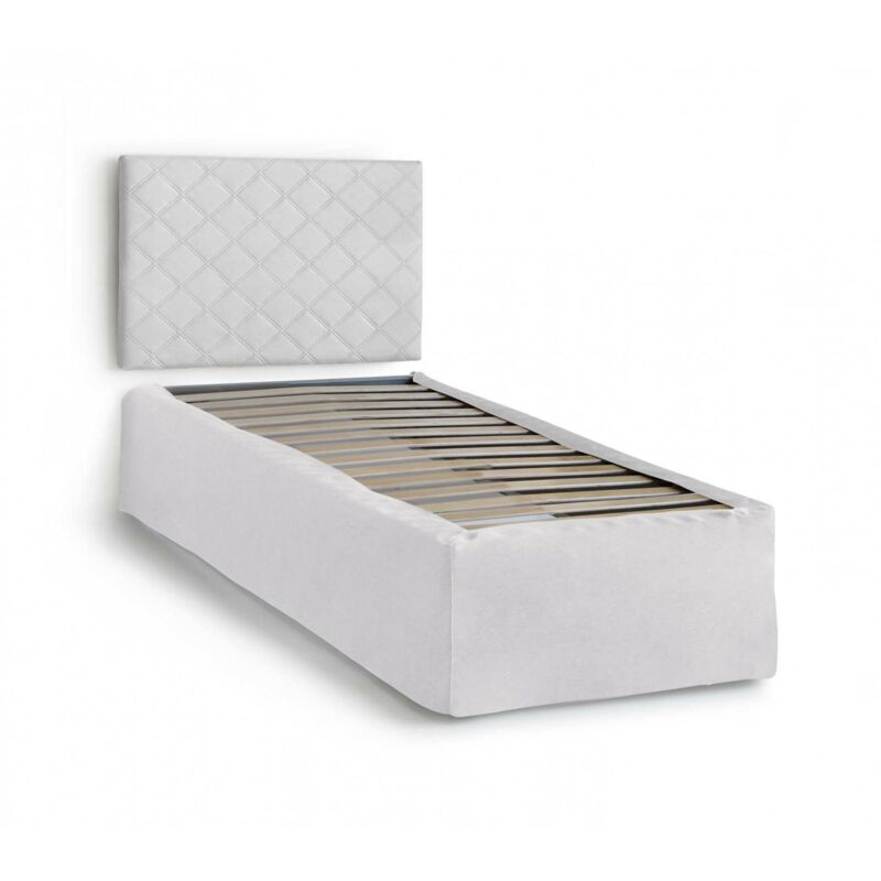 SET Kopfteil für Einzelbett aus WEISSEM Öko-LEDER MIT Bettrahmen 80X190