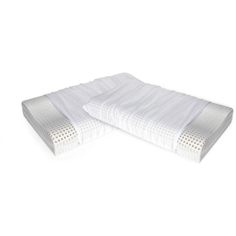 

Set of 2 Pillows for bed, 100% Made in Italy, Orthocervical pillow with removable cover in perforated Memory Foam, Hypoallergenic and Breathable,