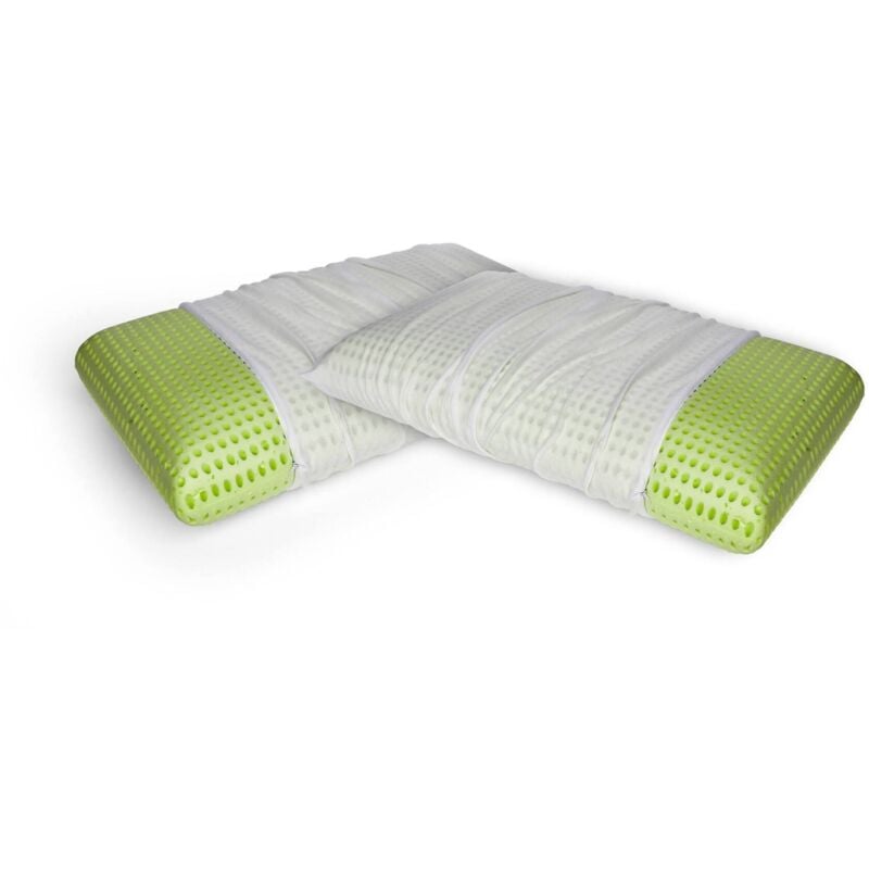 

Set of 2 Pillows for bed, 100% Made in Italy, Removable 'soap' pillow in perforated Memory Foam, Hypoallergenic and Breathable, 70x40xh16 cm - Talamo