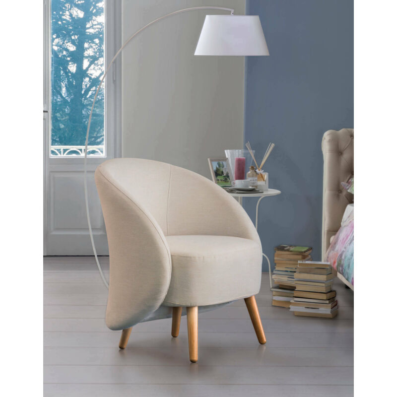 

Sillón de diseño Talamo Italia Capri, Sillón relax moderno, Made in Italy, en tejido acolchado, Cm: 70x60h80, color Tortora