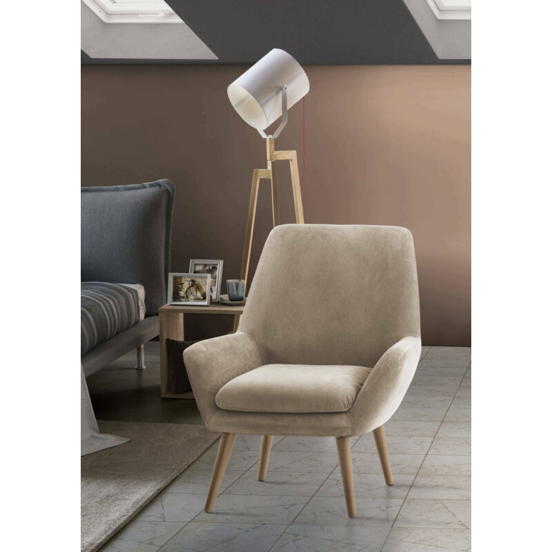

Sillón de diseño Salina, Sillón relax moderno, Made in Italy, en tejido acolchado, Cm: 80x70h95, Color beige - Talamo Italia