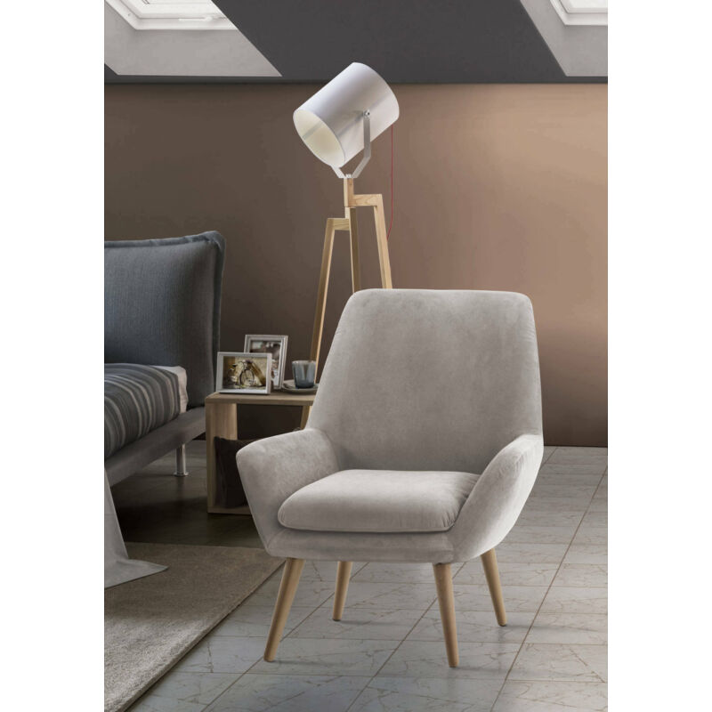 

Sillón de diseño Salina, Sillón relax moderno, Made in Italy, en tejido acolchado, Cm: 80x70h95, Color gris - Talamo Italia