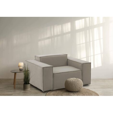 Talamo Italia Sillón Emanuela, Sillón, 100% Made in Italy, Sillón relax en tela tapizada, 140x95h70cm, Tórtola, con embalaje reforzado