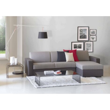 Talamo Italia Sofa cama Alicya, Sofá de esquina, 100% Made in Italy, Sofá con apertura giratoria, con contenedor reversible Peninsula, con reposabrazos estándar, Cm 280x95h90, Gris y Antracita, con em