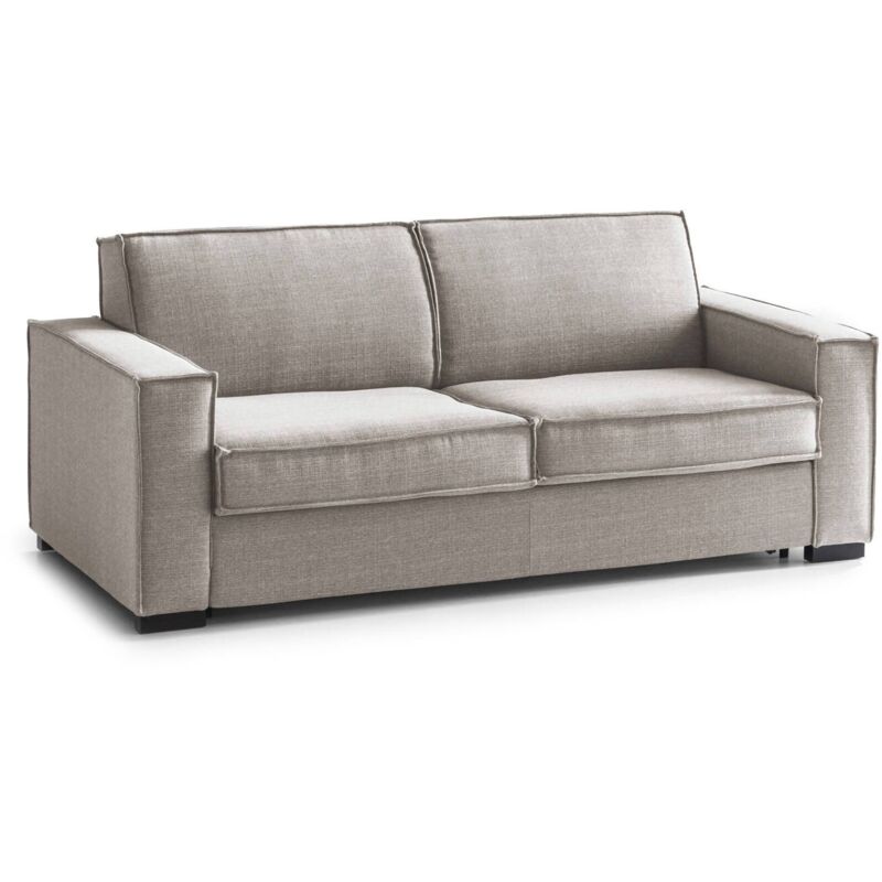 

Sofá cama Beatrice de 3 plazas Sofá de salón, Made in Italy, Apertura giratoria con colchón y red incluidos, en tejido acolchado, con reposabrazos