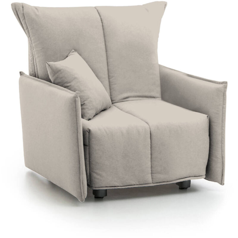 

Sofá cama individual Talamo Italia Paola, sillón de salón, apertura de carrito, Made in Italy, en tejido acolchado, con reposabrazos estándar, Cm: