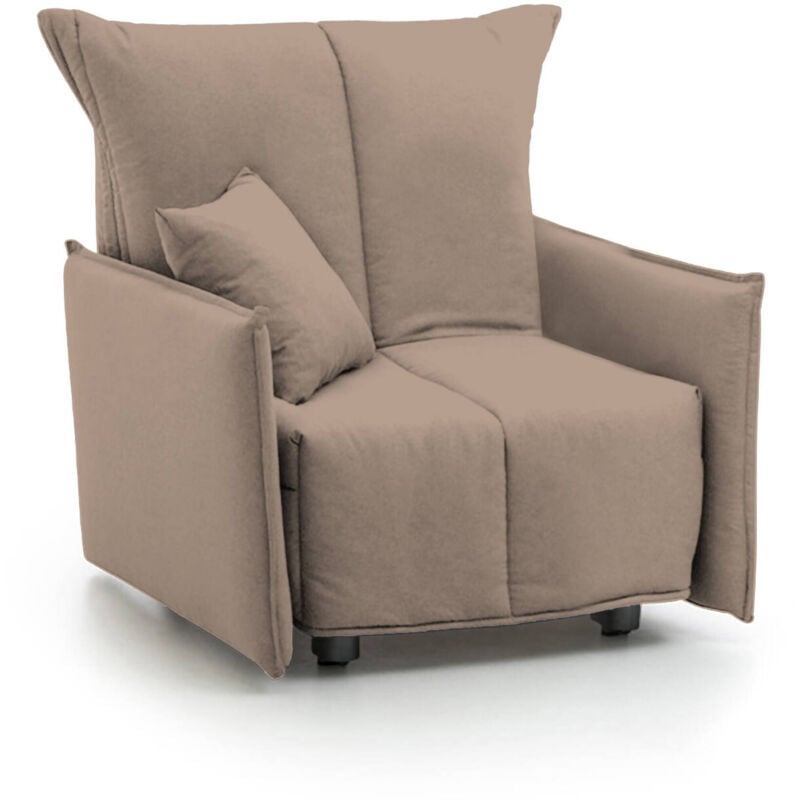 

Sofá cama individual Talamo Italia Paola, sillón de salón, apertura del carrito, Made in Italy, en tejido acolchado, con reposabrazos estándar, Cm: