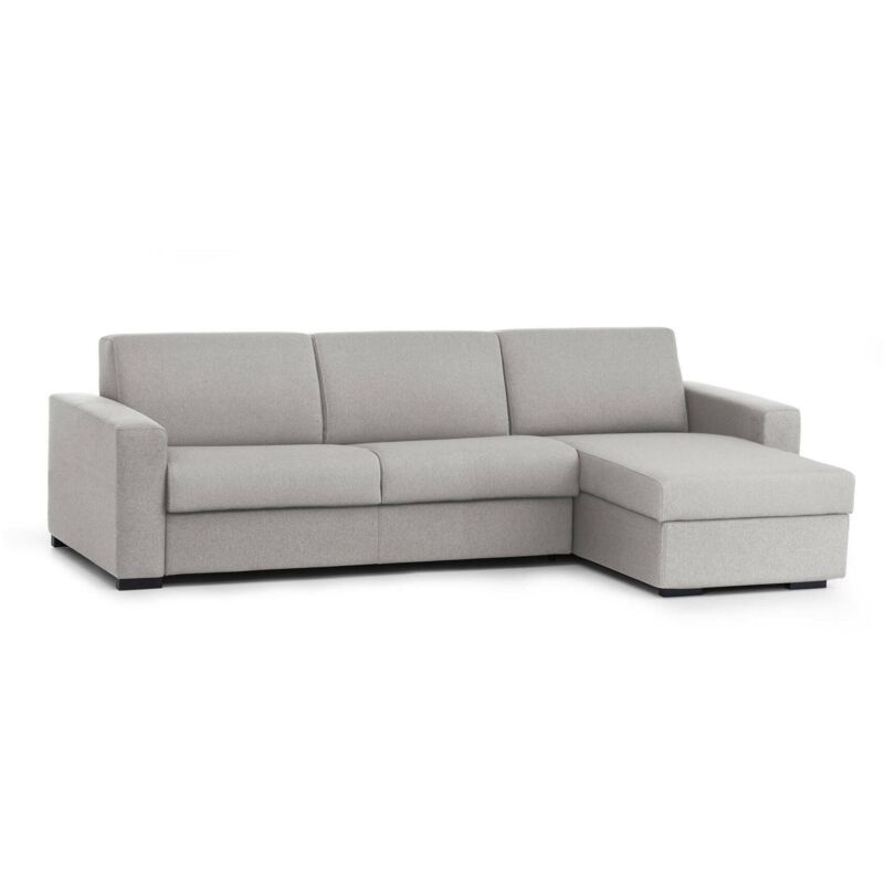 

Sofá cama rinconera Elisabetta, Made in Italy, Apertura giratoria con colchón y red incluidos, con península contenedor reversible, con apoyabrazos