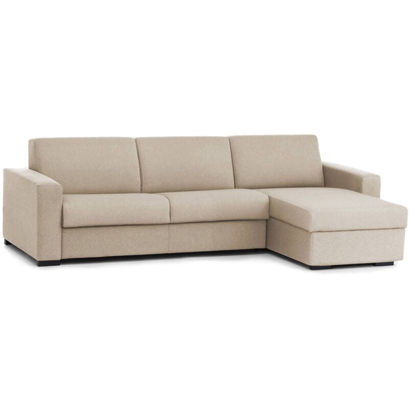 

Sofá esquinero Portofino, Sofá de salón, Made in Italy, con península contenedor reversible, en tejido acolchado, con reposabrazos estándar, Cm: