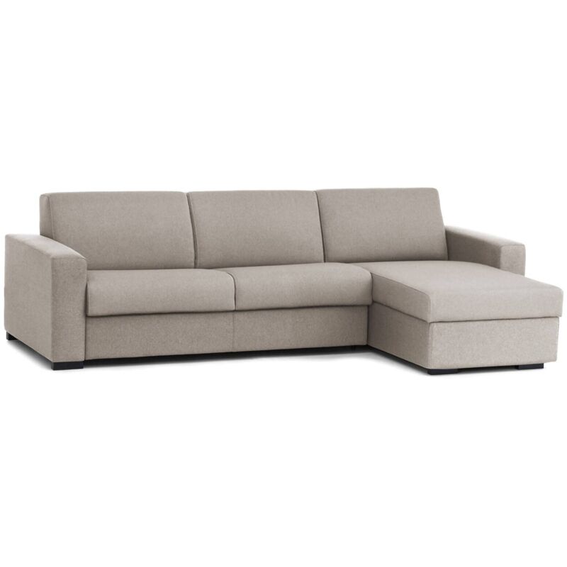 

Sofá esquinero Portofino, Sofá de salón, Made in Italy, con península contenedor reversible, en tejido acolchado, con reposabrazos estándar, Cm: