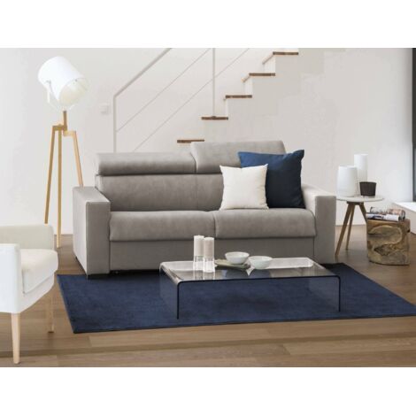 Talamo Italia Sofá fijo Julia, Sofá de 3 plazas, 100% Made in Italy, Sofá Sala de estar, en tela acolchada, con reposacabezas ajustable y reposabrazos estándar, Cm 220x95h85, Tórtola, con embalaje ref