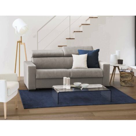 Talamo Italia Sofá fijo Leila, Sofá de 2 plazas, 100% Made in Italy, Sofá Sala de estar, en tela acolchada, con reposacabezas ajustable y reposabrazos estándar, Cm 180x95h85, Tórtola, con embalaje ref