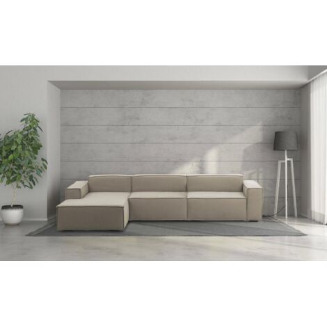 Talamo Italia Sofá fijo Licia, Sofá modular 4 plazas península izquierda, 100% Made in Italy, Sofá moderno en tela, Cm 340x170h70, Tórtola, con embalaje reforzado