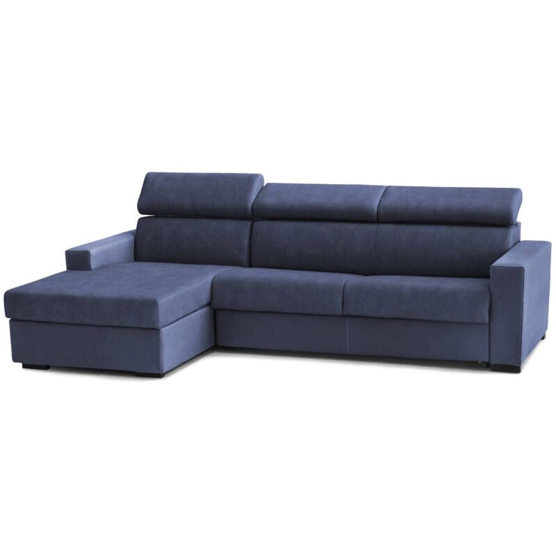 

Sofá rinconera Barbara, Sofá de salón con chaise longue, Made in Italy, en tejido acolchado - Península de almacenamiento izquierda, con reposabrazos