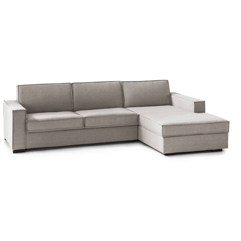 

Sofá rinconera Francesca, Sofá de salón con chaise longue, en tejido acolchado, Made in Italy, Península de almacenamiento derecha, con apoyabrazos