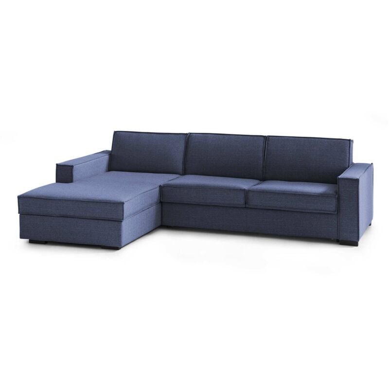 

Sofá rinconera Francesca, Sofá de salón con chaise longue, en tejido acolchado, Made in Italy, Península de almacenamiento izquierda, con