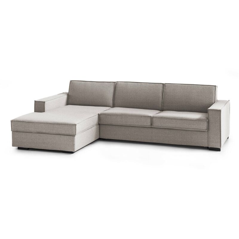 

Sofá rinconera Francesca, Sofá de salón con chaise longue, en tejido tapizado, Made in Italy, Península de almacenamiento izquierda, con reposabrazos