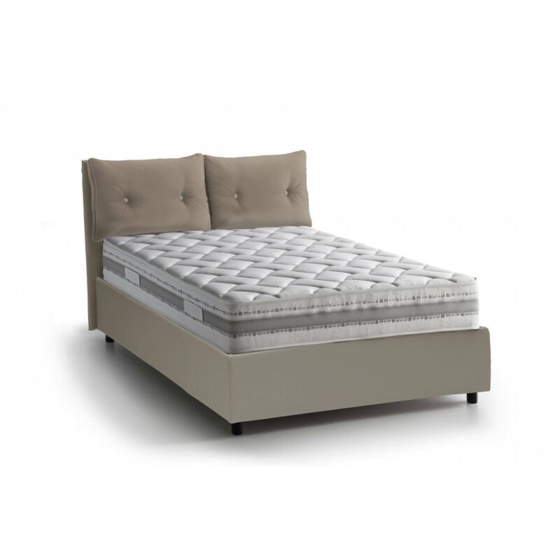 

Cama Giulia un cuadrado grande con contenedor con apertura frontal, cuero ecológico, 205 x 135 h95 cm, Tortora, con colchón armony - Talamo Italia