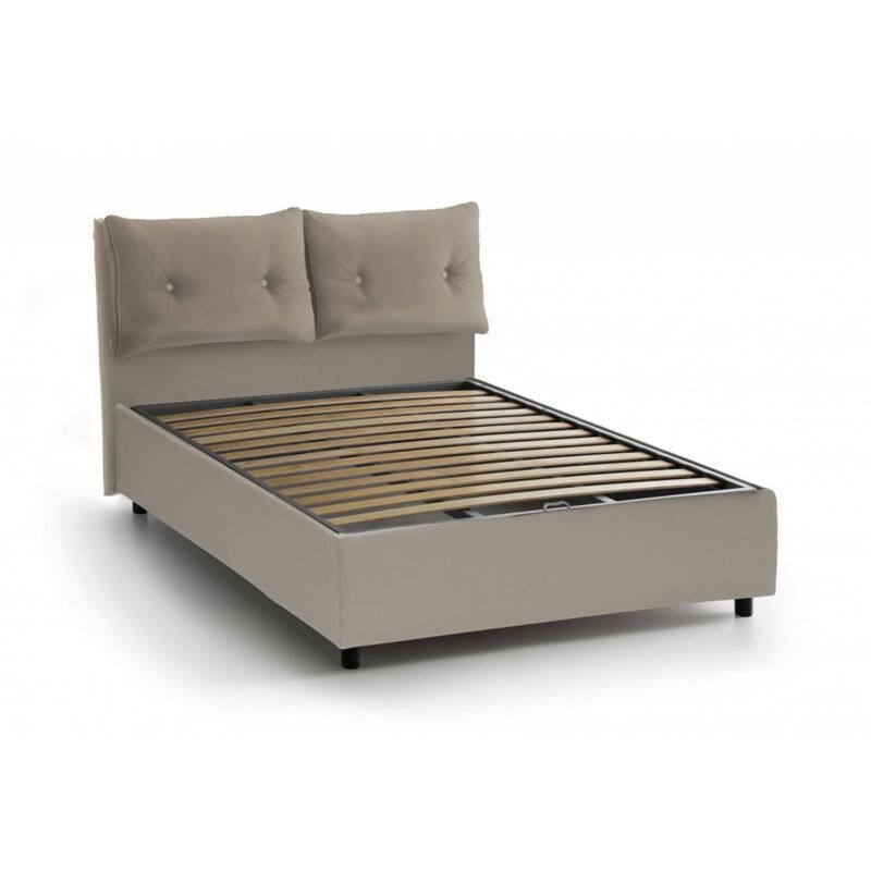 

Cama doble Giulia con contenedor, ecopiel, 205 x 175 h95 cm, Tortora, con colchón armony - Talamo Italia