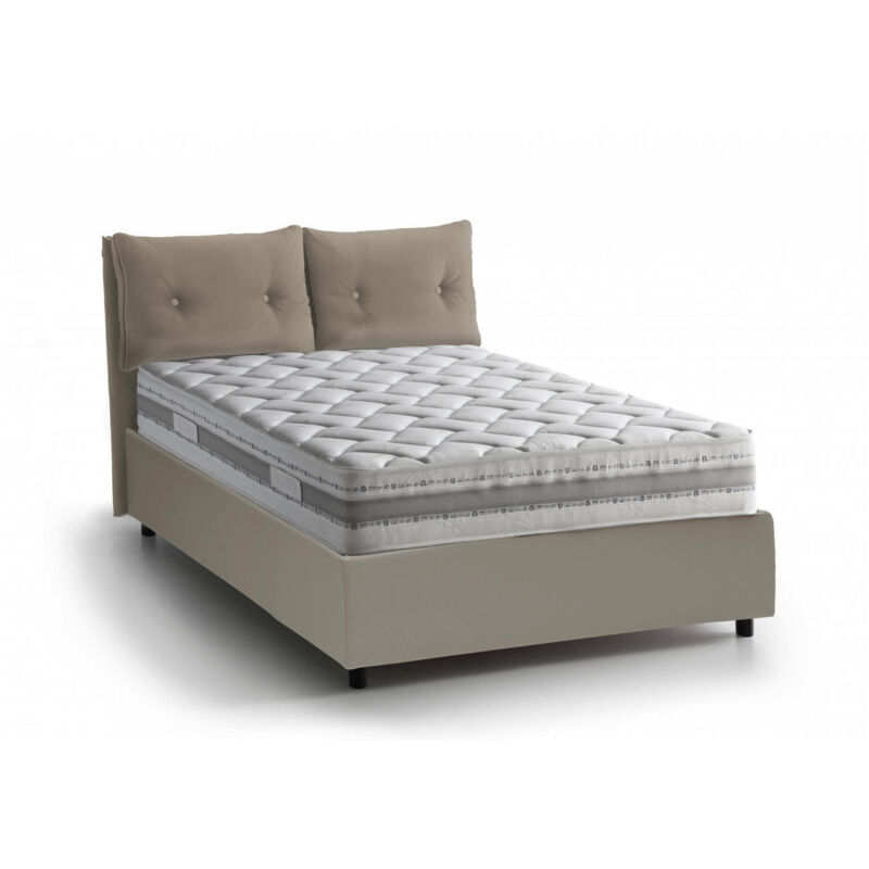 

Cama doble Giulia con contenedor, ecopiel, 215 x 175 h95 cm, Tortora, con colchón armony - Talamo Italia