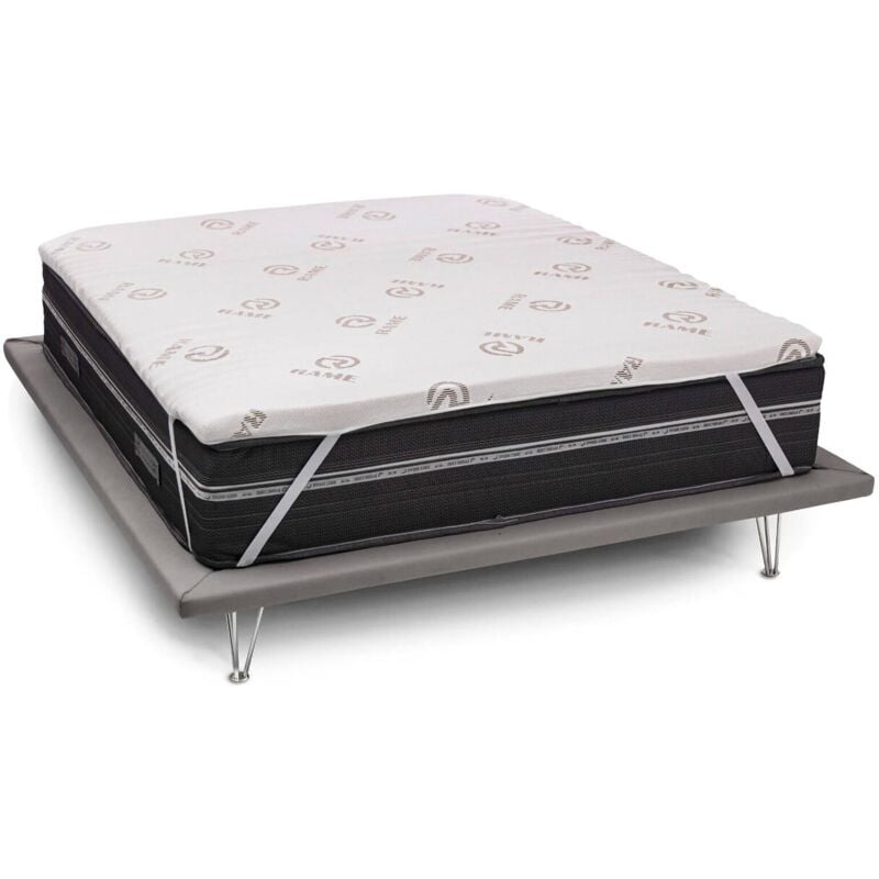 Dmora - Talamo Italia Topper carré et demi Alyssa, Topper renouvelle matelas avec housse amovible en mousse à mémoire de forme et fibres de cuivre,