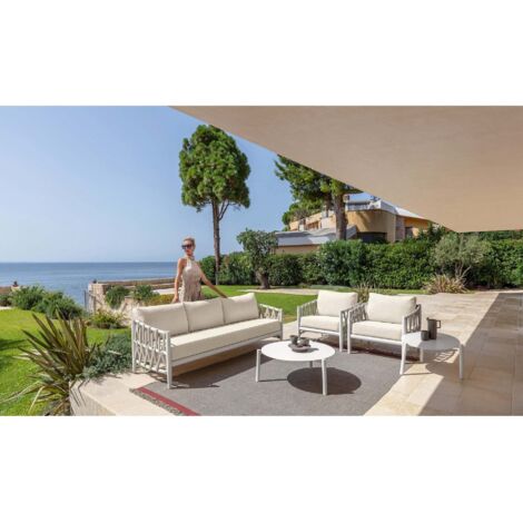 Talenti Salotto Tess Set Sofa, 2 Poltrone Living e Tavolo Caffé D60 Bianco