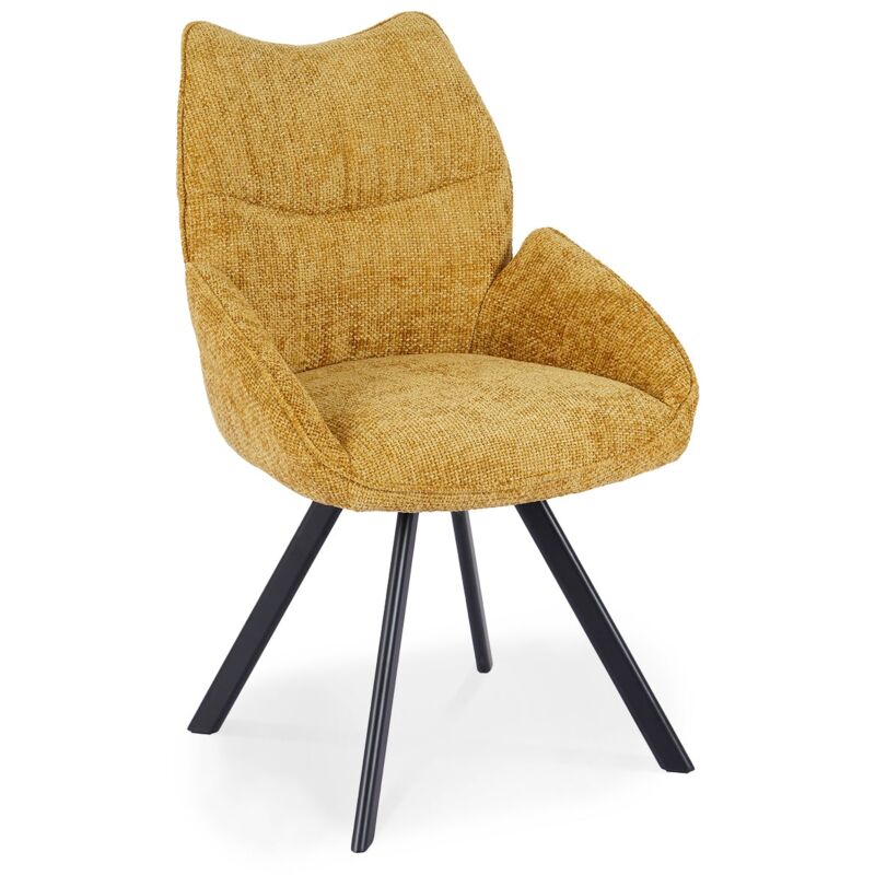 Deco In Paris - talia - Chaise pivotante avec accoudoirs en tissu jaune talia