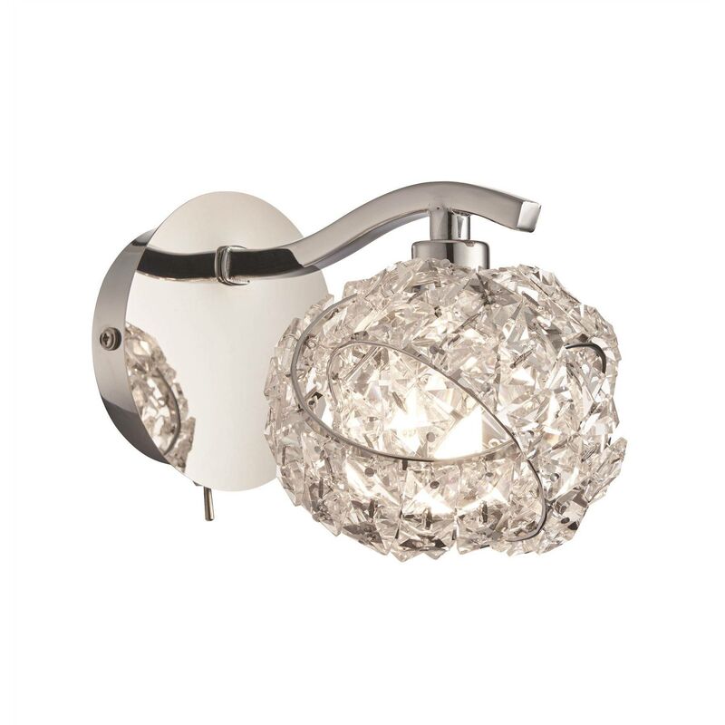 Endon Lighting - Endon Talia - 1 Light Wall Chrome, Crystal (K5) Detail, G9