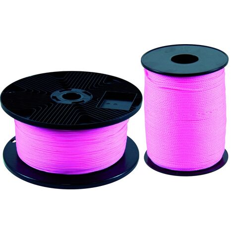 Taliaplast – Cordeau polypro tressé rose fluo 100m – Résistance 35 kg – Fil 1,5 mm pour travaux de précision – Flasque pour déroulement facile