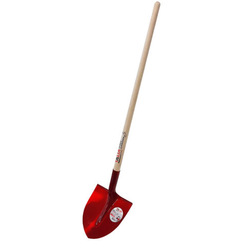 Taliaplast – Pelle ronde légère 27 cm en aluminium Ergal trempé – Manche en bois de 130 cm – Haut épaulé pour protection chaussures
