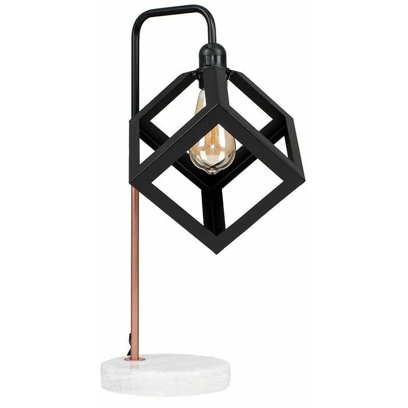 Industrial Copper Table Lamp Light White Marble Base Shades - Eschor