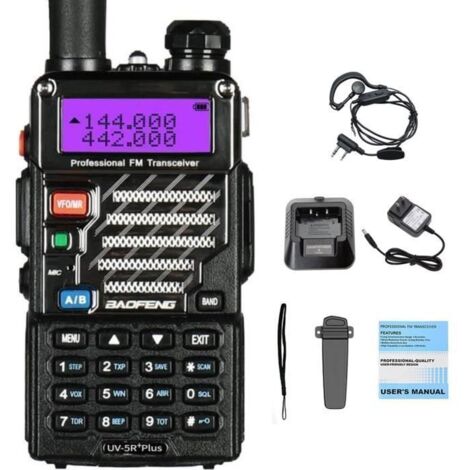 Talkie-Walkie Baofeng UV-5R Plus - Radio VHF/UHF 2 m/70 cm - Noir