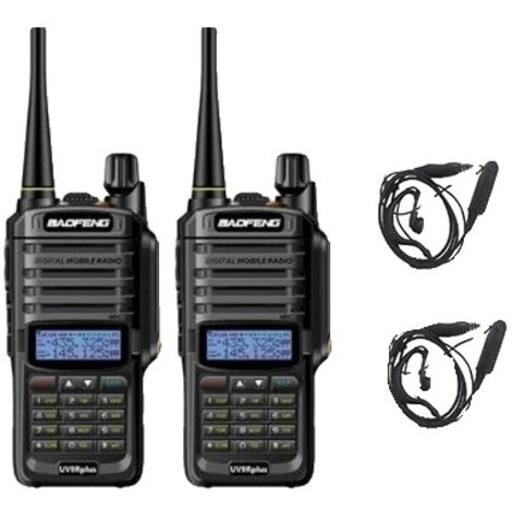 Talkie-walkie Baofeng UV-9R Plus, étanche IP67, communication longue portée, 2 écouteurs inclus-AquaForge