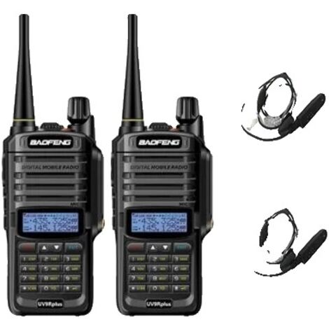 Talkie-walkie Baofeng UV-9R Plus, étanche IP67, communication longue portée, avec oreillette à tube d'air.-AquaForge