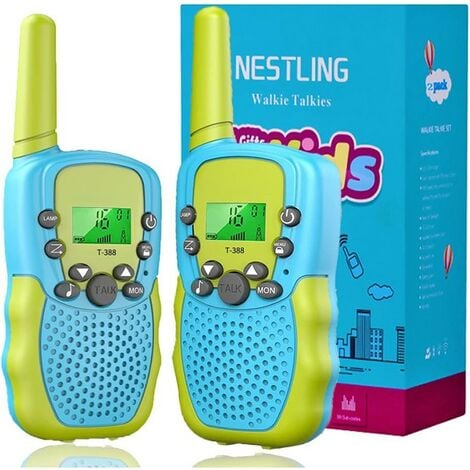 Talkie-walkie pour enfants, 2pcs Talkie-walkie rechargeable pour enfants, 5  miles longue portée pour garçons, filles, tout-petits, 3-12 ans (bleu +  bleu)