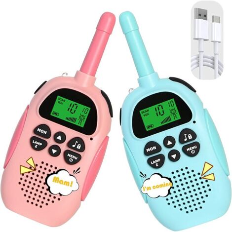 Talkie-walkie rechargeable FlkwoH pour enfants, jouet d'extérieur pour garçons et filles de 3 à 8 ans, cadeau idéal (bleu et rose)-AquaForge
