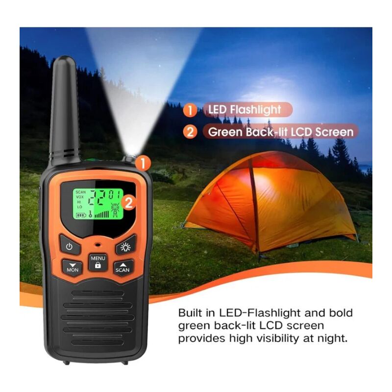 Shining House - Talkie-walkie, Talkie-walkie longue portée pour adultes avec 22 canaux frs, Talkie-walkie familial avec lampe de poche led Écran lcd